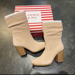 Crown & Ivy mid calf booties 
Size 9.5, blush, new never worn